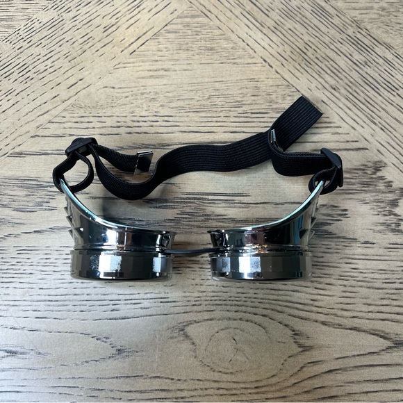 Steampunk Adjustable Halloween Costume Cosplay Round Goggles Black/Chrome OS - Picture 6 of 8